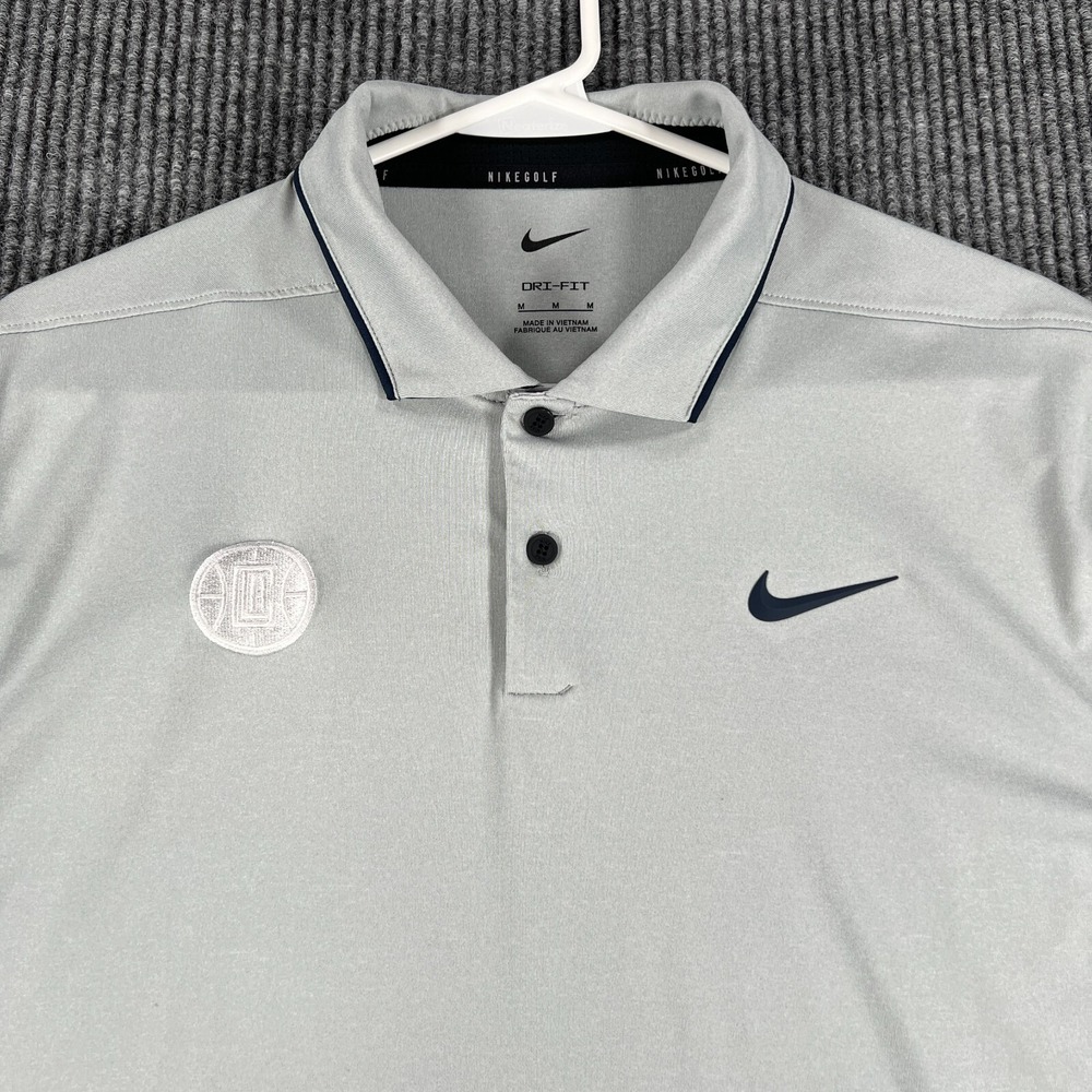 Los Angeles Clippers Polo Shirt Nike Mens Medium Gray Short Sleeve Dri Fit NBA